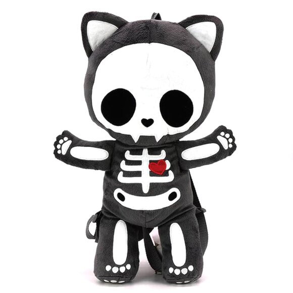 SPOOKYVILLE CRITTERS Skeleton Kitty Plush Backpack - Picture 1 of 5